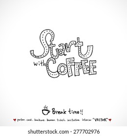 Hand drawn cafe poster illustration - vector