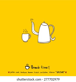 Hand drawn cafe poster illustration - vector