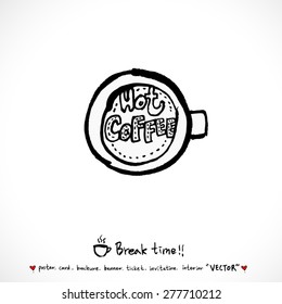 Hand drawn cafe poster illustration - vector