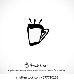 Hand drawn cafe poster illustration - vector