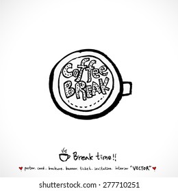 Hand drawn cafe poster illustration - vector