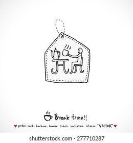 Hand drawn cafe poster illustration - vector