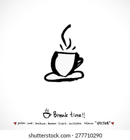 Hand drawn cafe poster illustration - vector