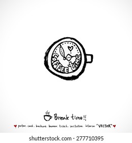 Hand drawn cafe poster illustration - vector