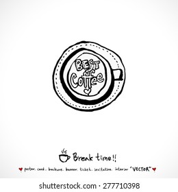 Hand drawn cafe poster illustration - vector