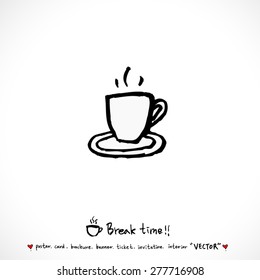 Hand drawn cafe poster illustration - vector