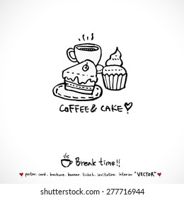Hand drawn cafe poster illustration - vector