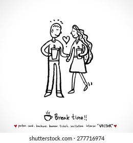 Hand drawn cafe poster illustration - vector