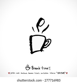 Hand drawn cafe poster illustration - vector