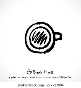 Hand drawn cafe poster illustration - vector