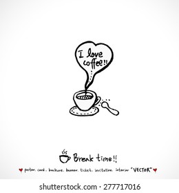 Hand drawn cafe poster illustration - vector