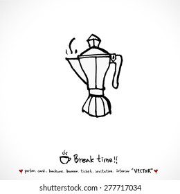 Hand drawn cafe poster illustration - vector