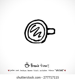 Hand drawn cafe poster illustration - vector