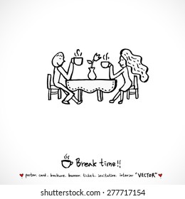 Hand drawn cafe poster illustration - vector