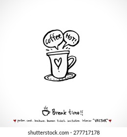 Hand drawn cafe poster illustration - vector