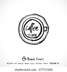 Hand drawn cafe poster illustration - vector
