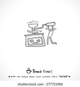 Hand drawn cafe poster illustration - vector