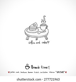 Hand drawn cafe poster illustration - vector