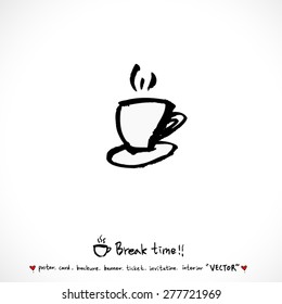 Hand drawn cafe poster illustration - vector
