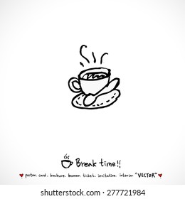 Hand drawn cafe poster illustration - vector