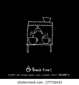 Hand drawn cafe poster illustration - vector