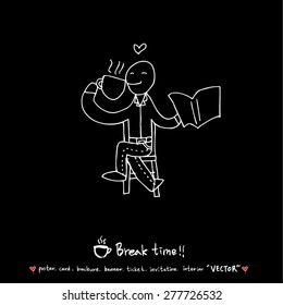Hand drawn cafe poster illustration - vector