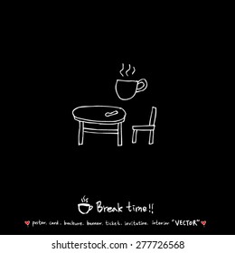 Hand drawn cafe poster illustration - vector