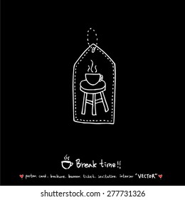 Hand drawn cafe poster illustration - vector