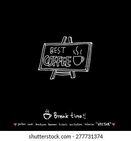 Hand drawn cafe poster illustration - vector