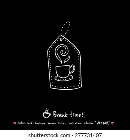 Hand drawn cafe poster illustration - vector