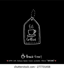 Hand drawn cafe poster illustration - vector