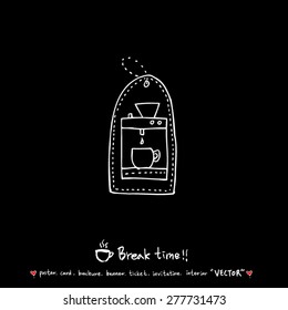 Hand drawn cafe poster illustration - vector