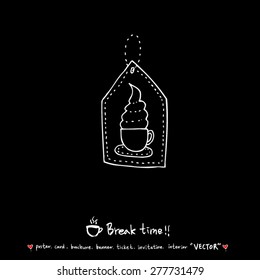 Hand drawn cafe poster illustration - vector
