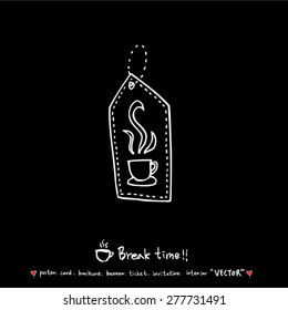 Hand drawn cafe poster illustration - vector
