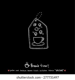 Hand drawn cafe poster illustration - vector
