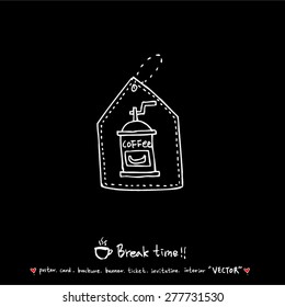 Hand drawn cafe poster illustration - vector