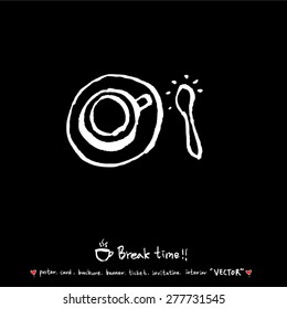Hand drawn cafe poster illustration - vector