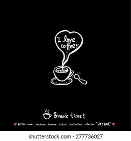 Hand drawn cafe poster illustration - vector