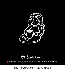 Hand drawn cafe poster illustration - vector