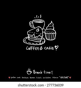Hand drawn cafe poster illustration - vector
