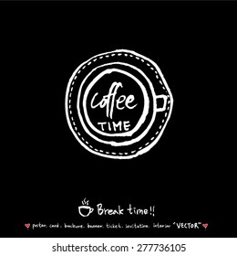 Hand drawn cafe poster illustration - vector