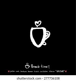 Hand drawn cafe poster illustration - vector