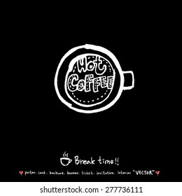 Hand drawn cafe poster illustration - vector
