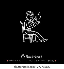 Hand drawn cafe poster illustration - vector