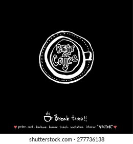 Hand drawn cafe poster illustration - vector