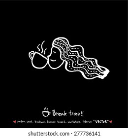 Hand drawn cafe poster illustration - vector