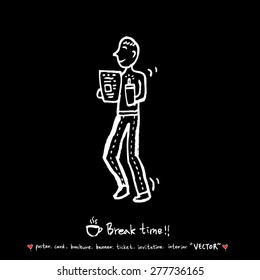 Hand drawn cafe poster illustration - vector