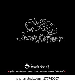 Hand drawn cafe poster illustration - vector