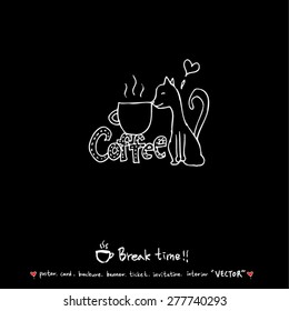 Hand drawn cafe poster illustration - vector