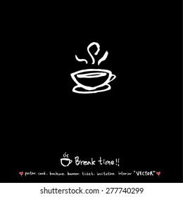 Hand drawn cafe poster illustration - vector